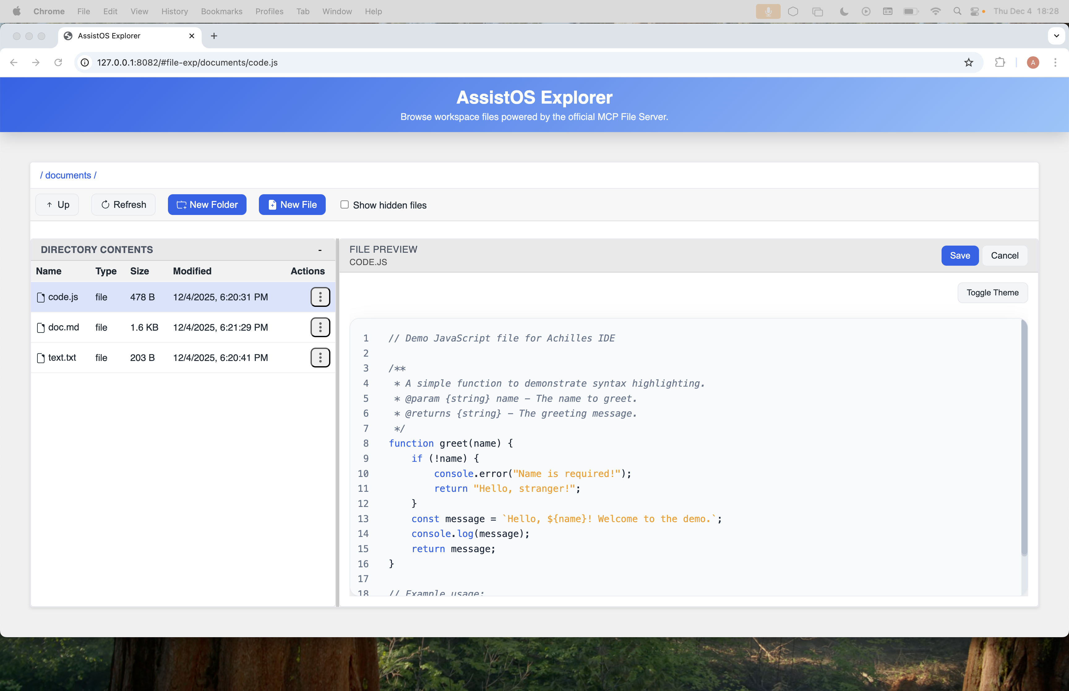 Code file in general editor