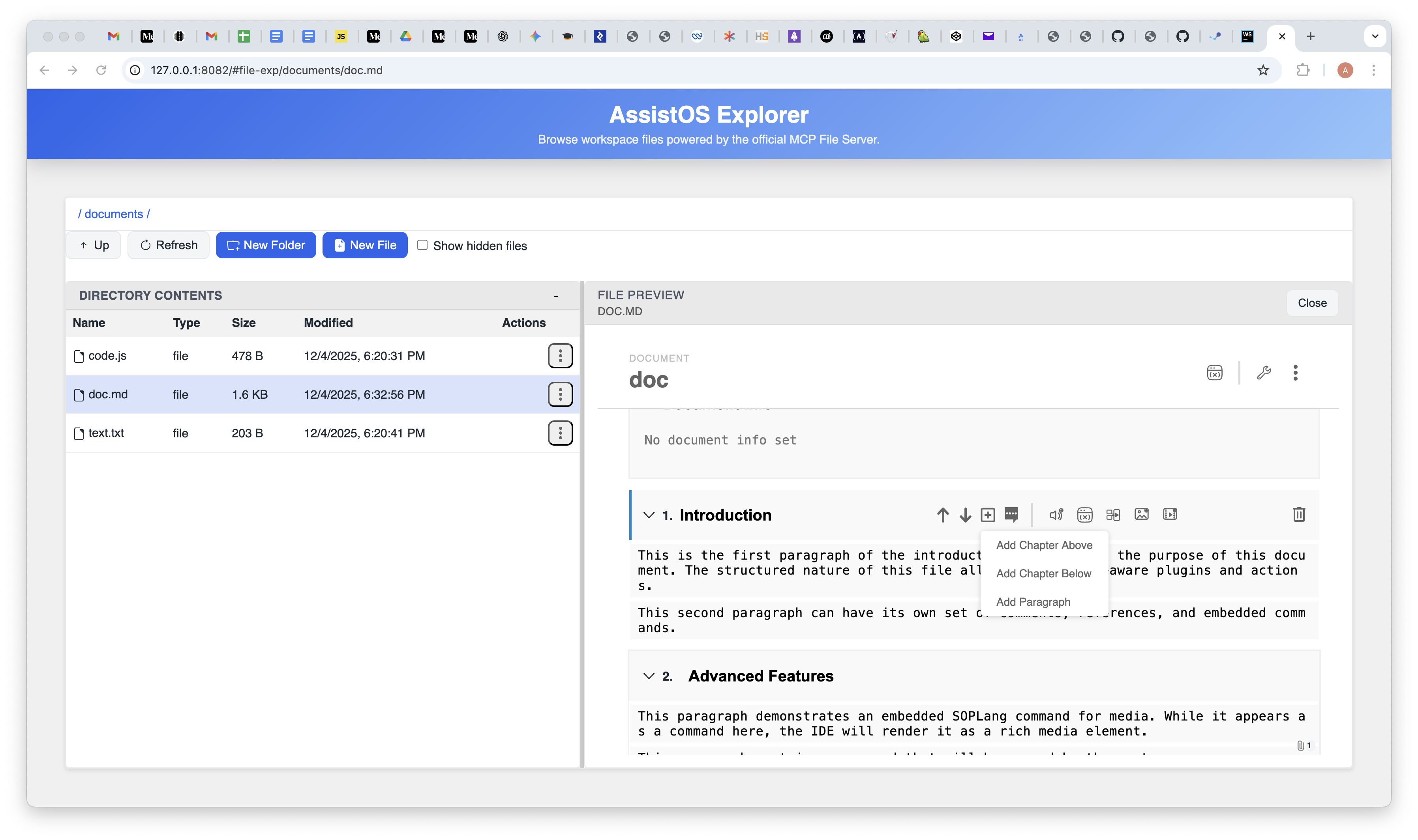 Add item in Markdown editor
