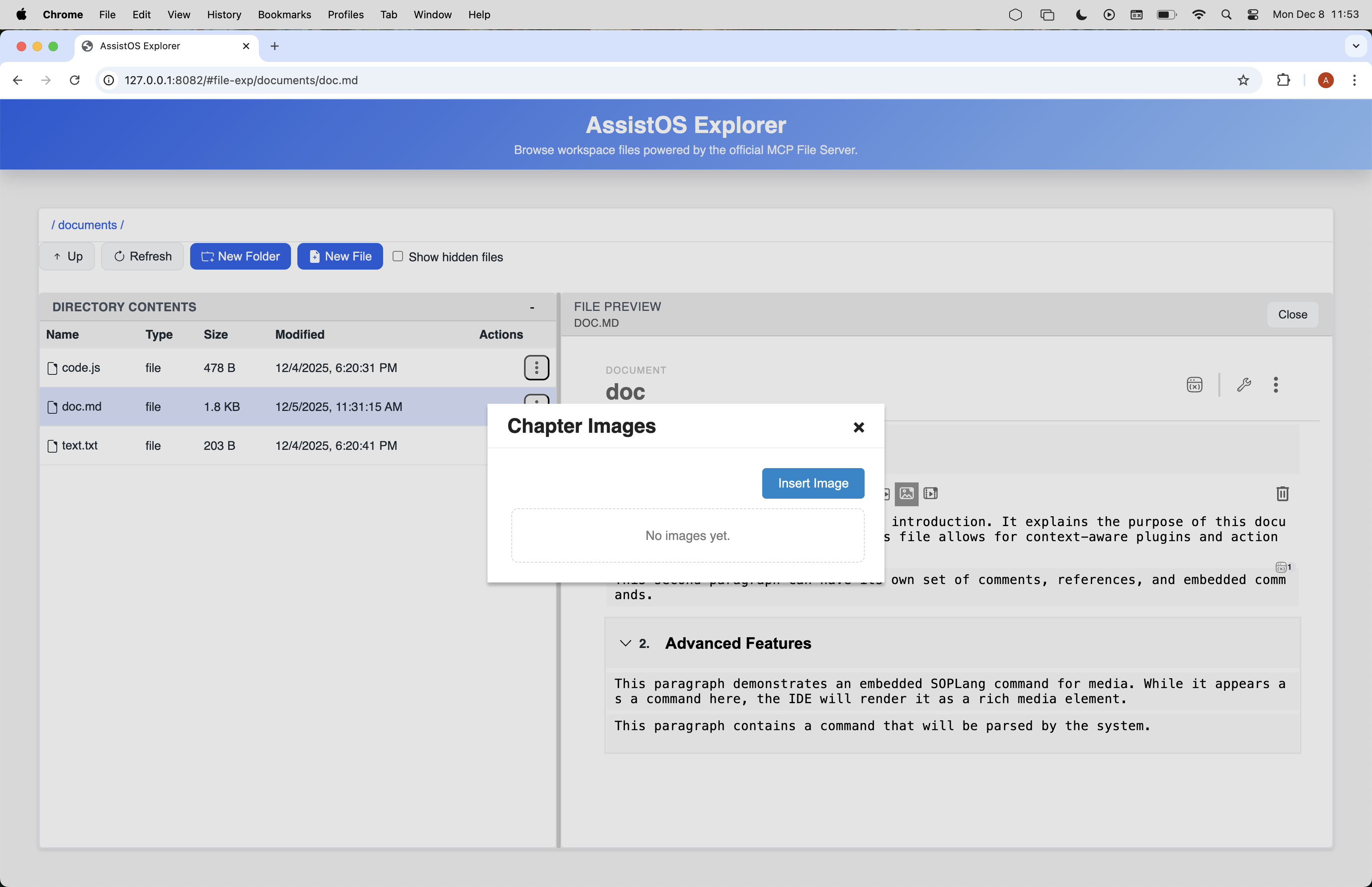 Plugin listing with icons