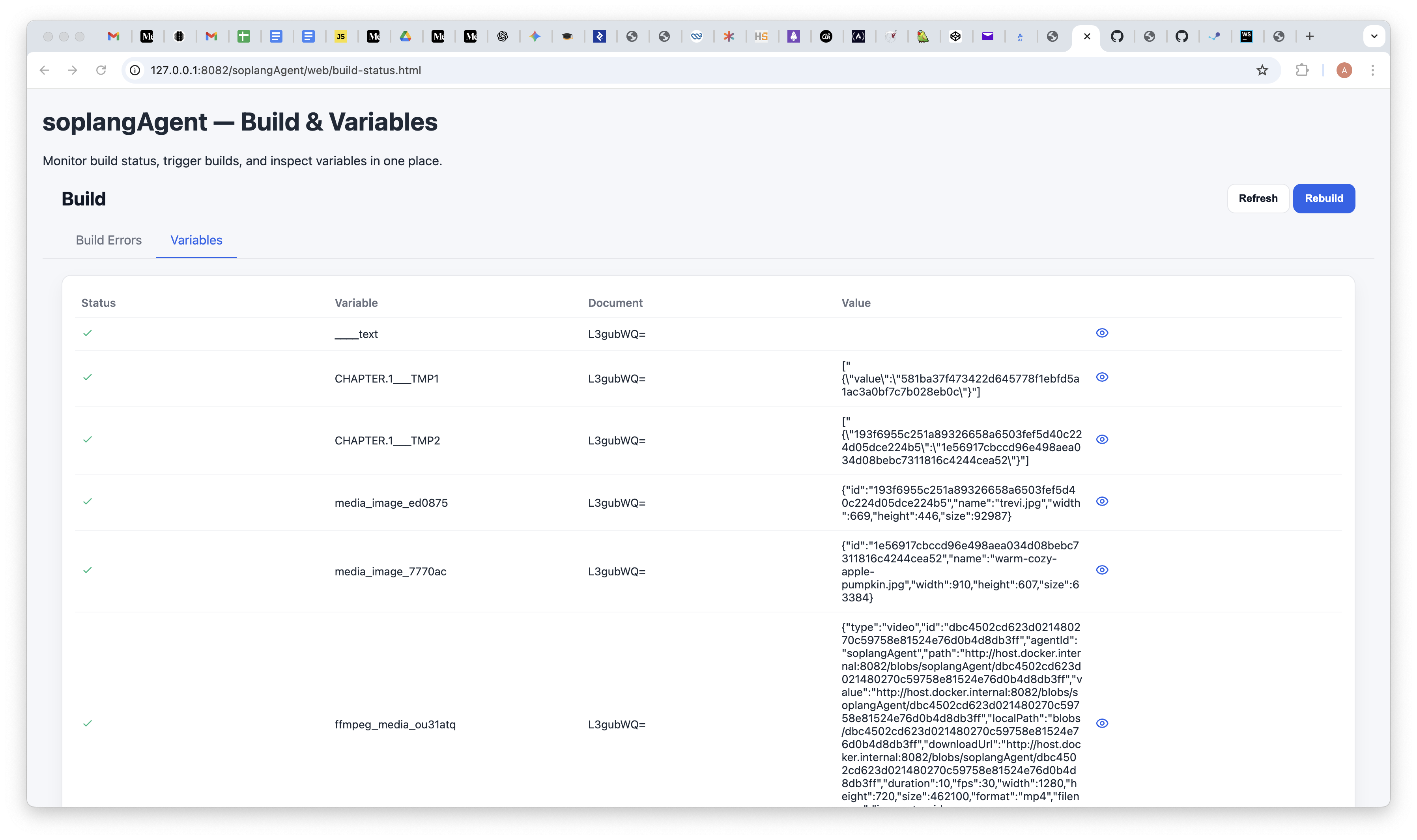 SOPLang - Variables list